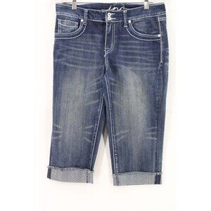 INC Denim Cropped Jeans Womens Blue Medium Washed Thick Stitching Cotton Size 8